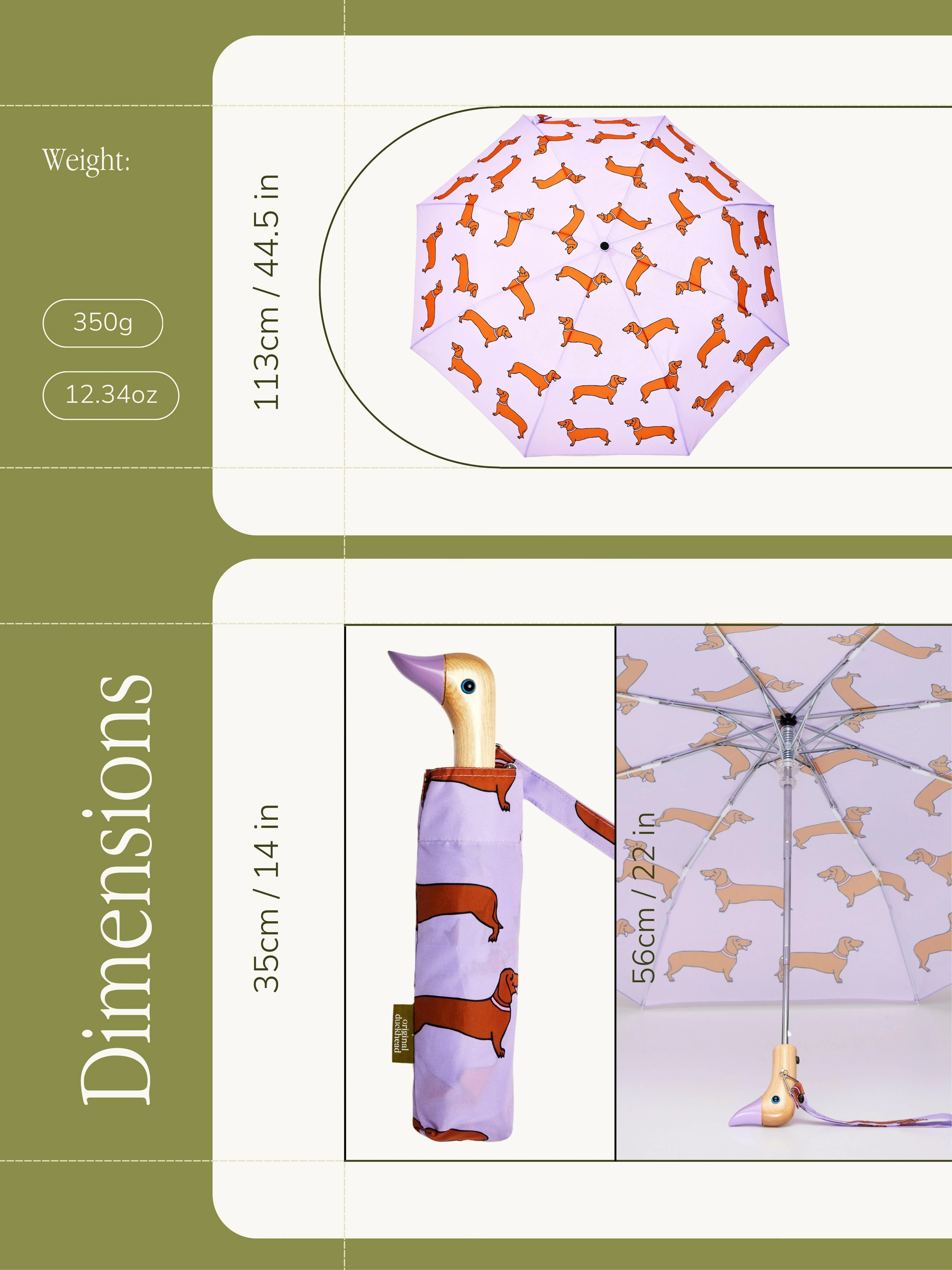 Dachshund Dog Lilac Eco-friendly Compact Duck Umbrella - Image 7