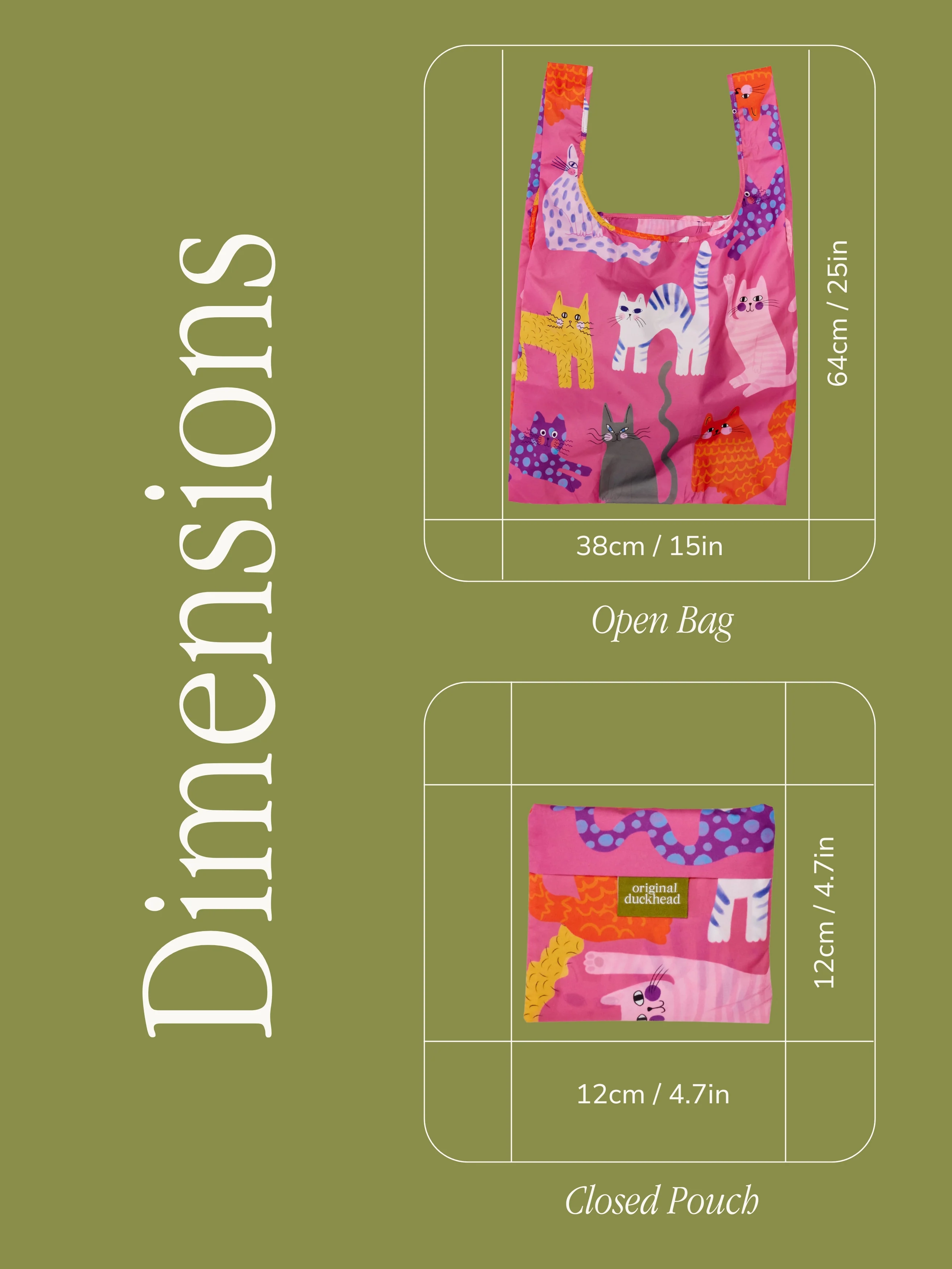Fuchsia Arty Cats Reusable Bag - Image 5
