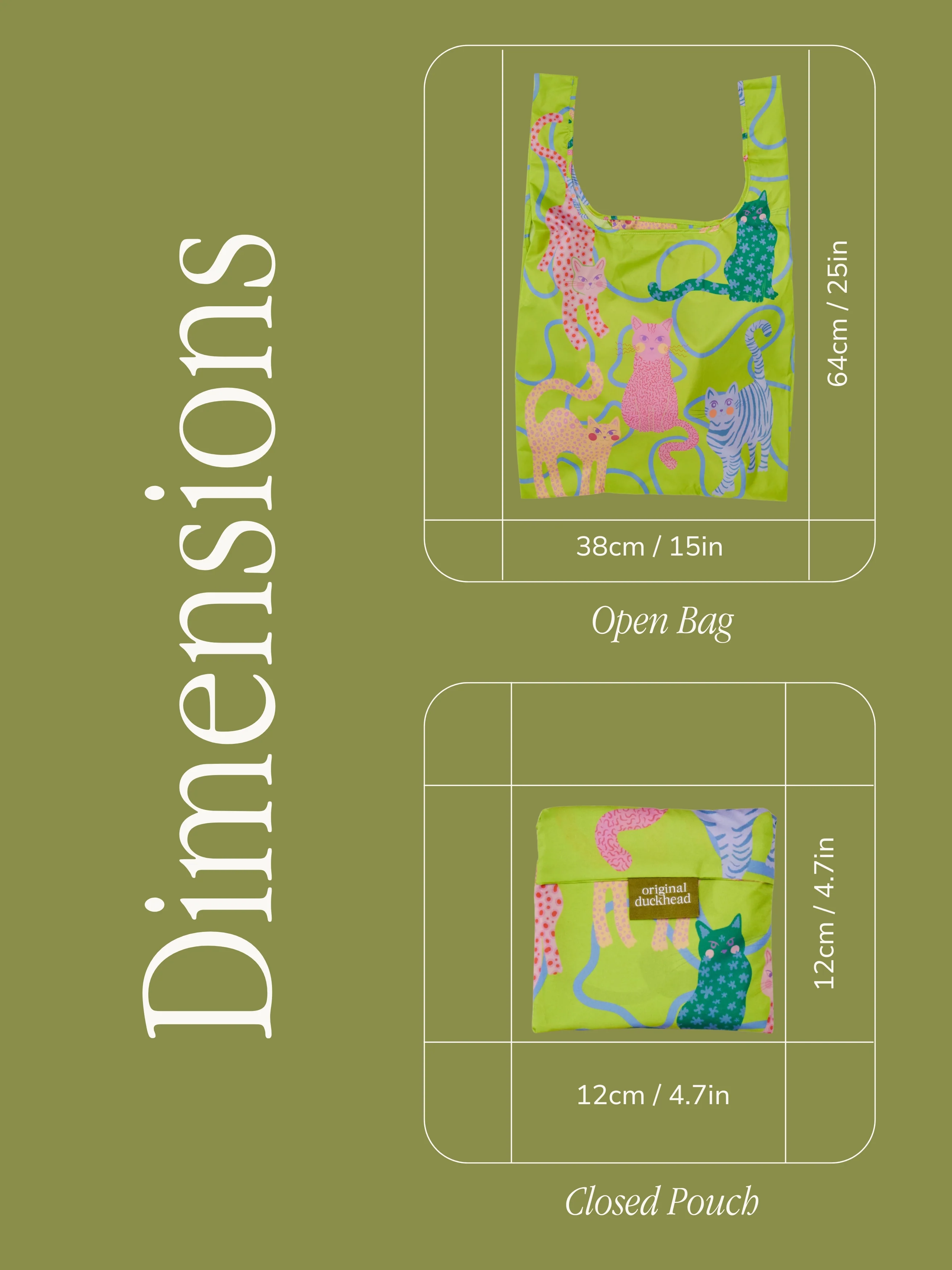 Lime Arty Cats Reusable Bag - Image 5