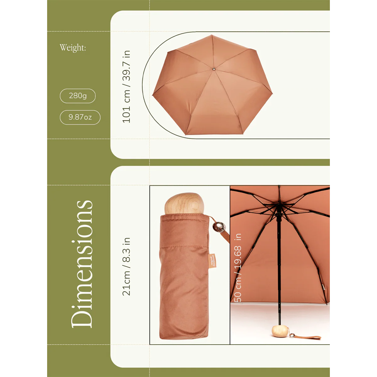 Mocha Mousse Ultra Compact Mini Umbrella - Image 7