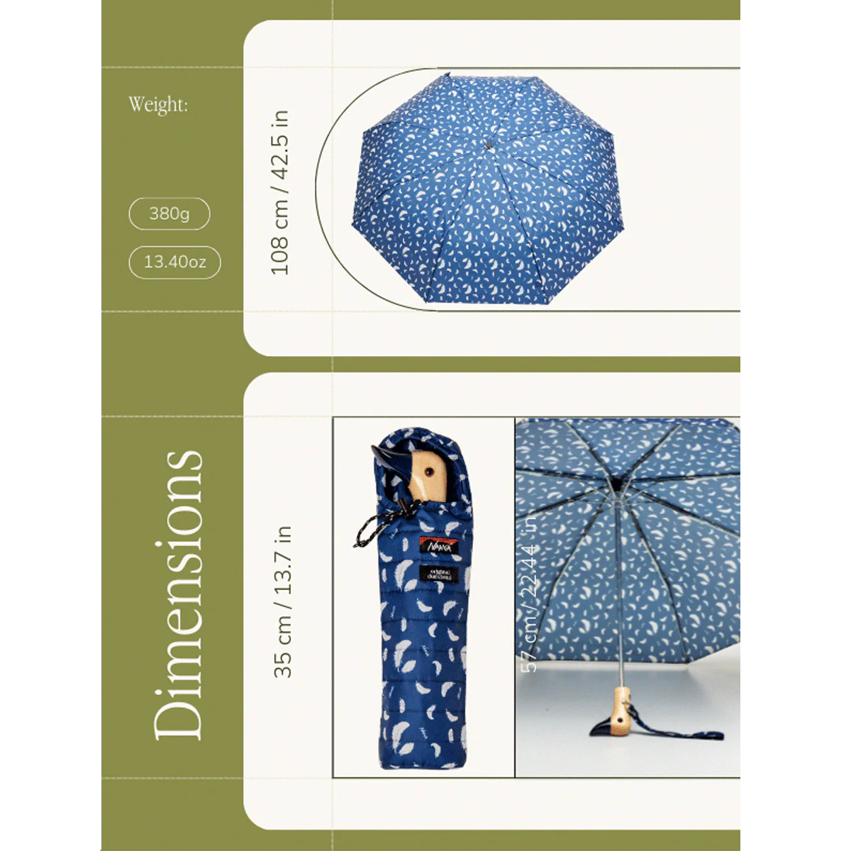 Sleep-Friendly Navy Nanga Compact Duck Umbrella - Image 8